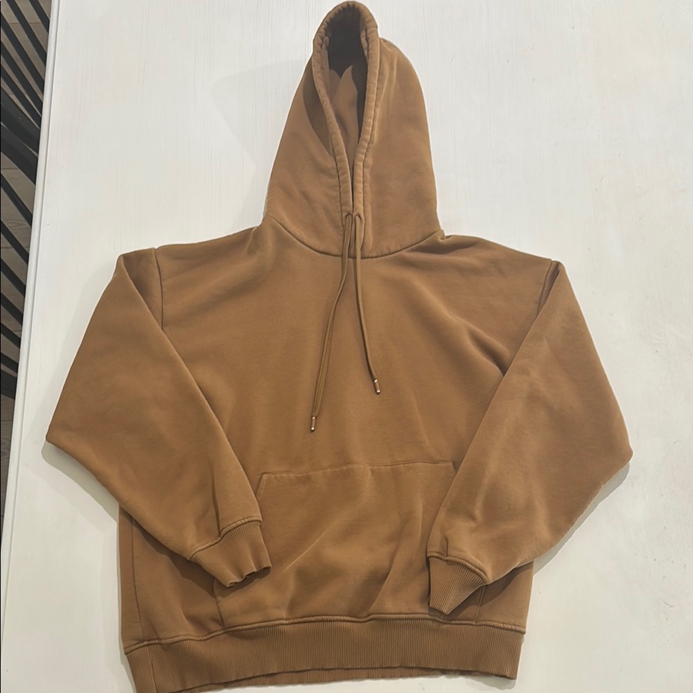 Zara Tan Fleeced Hoodie with Ribbed Cuffs. Men's XXL. Like new condition. Sharp!